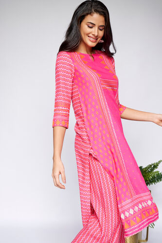 Pink Regular A-Line Kurta, Pink, image 1